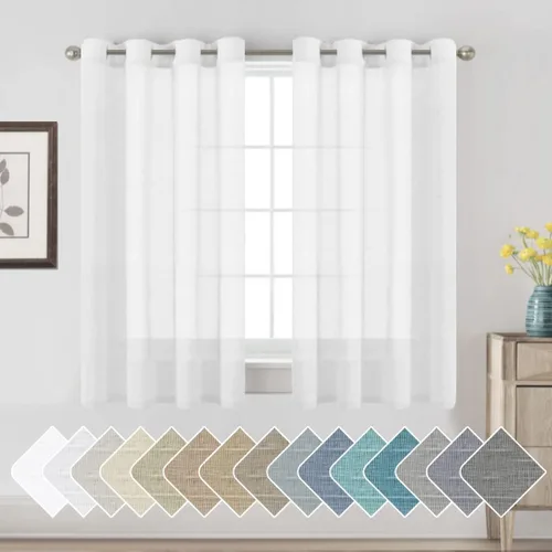 Vista 20 de H.VERSAILTEX Cortinas de lino de mezcla natural para sala de estar/cortinas de lino semitransparentes reductoras de luz de 54 pulgadas de largo