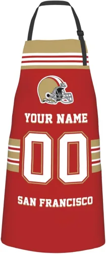 Vista 33 de Delantales personalizados del estilo del fútbol, delantal personalizado de la cocina del nombre y del número, delantales impermeables modificados