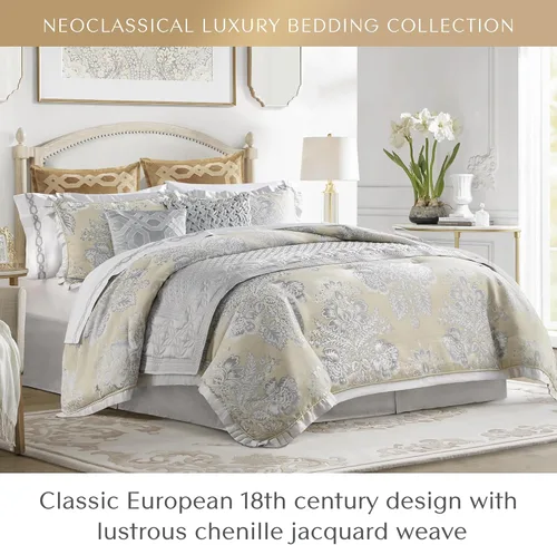 Vista 2 de CROSCILL Juego de edredón King, medallón floral jacquard de chenilla de lujo, edredón de sarga de microfibra para una cama tamaño King, edredón