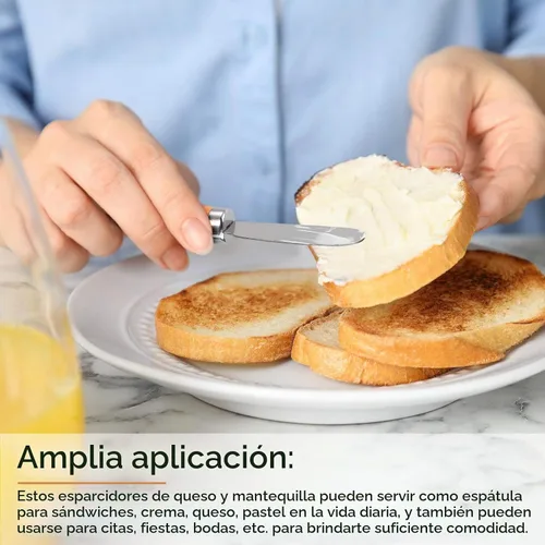 Vista 4 de Patelai 15 cuchillos esparcidores de mantequilla a granel de 4.5 pulgadas de ancho de acero inoxidable con mango de madera, cuchillos multiusos