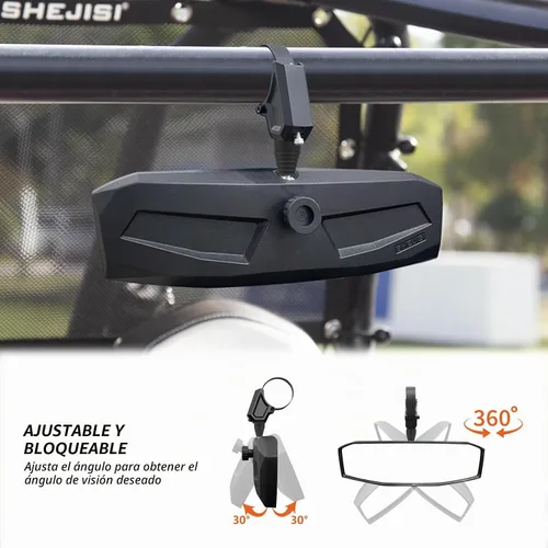 Vista 2 de SHEJISI Espejo retrovisor UTV para jaula antivuelco de 1.5 a 2.0 pulgadas, nuevos espejos RZR con ajuste simple del ángulo de visión, compatible