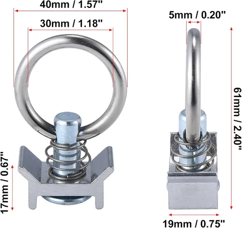 Vista 3 de X AUTOHAUX Solo perno prisionero L Track con anillo redondo para remolques Pickups Camiones 8pcs