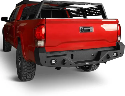 Vista 2 de Parachoques trasero de acero resistente Tacoma con anillos en D para camionetas Toyota Tacoma 2016-2023