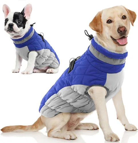 Vista 21 de AOFITEE Abrigo para perro, chaquetas cálidas para perros pequeños, abrigo de invierno para perros con arnés integrado, chaqueta de invierno