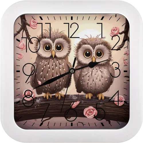 Vista 15 de 10" Square Modern Wall Clock,Animal Cockerel Print Kitchen Clocks Wall Battery Operated,Silent Non Ticking Unique Funny Cute Wall Clock for Living