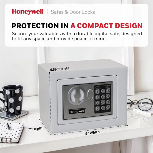 Vista 3 de Caja de seguridad de acero de Honeywell, de 0.17 pies cúbicos, 5005W Blanco