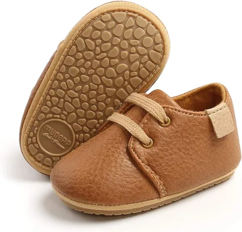 Vista 3 de HsdsBebe Zapatos Oxford de piel sintética con suela de goma suave, antideslizantes, para niños y niñas, para caminar, mocasines
