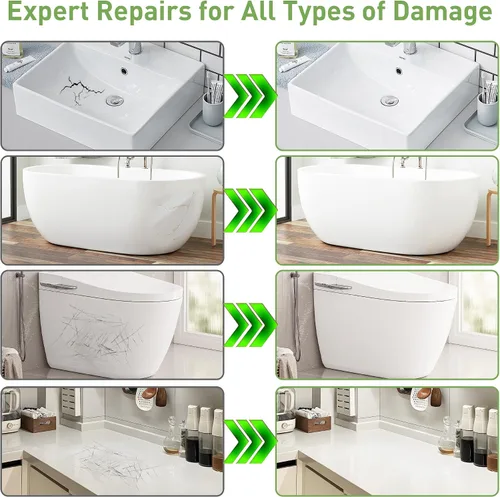 Vista 3 de Kit de reparación superficial PIBEIBUK para bañeras, azulejos, encimeras - Corrige esquirlas, grietas, arañazos, agujeros