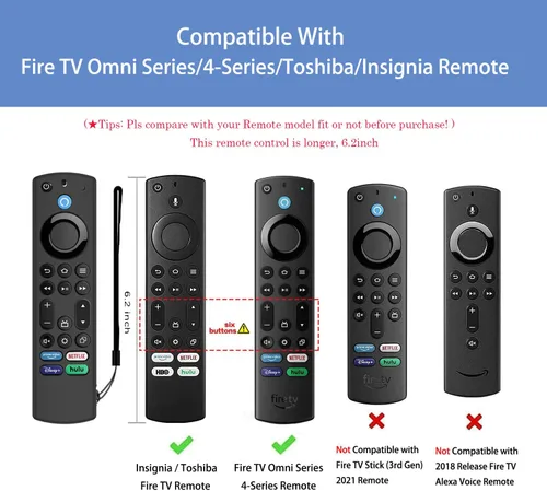 Vista 5 de Funda para control remoto por voz compatible con Insignia Firetv Omni Negro