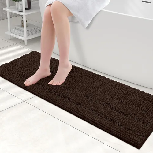 Vista 198 de Grandaily Alfombras de baño de felpilla a rayas de 24 x 16 pulgadas, extra gruesas y suaves, absorbentes, parte trasera de goma, alfombra de ducha