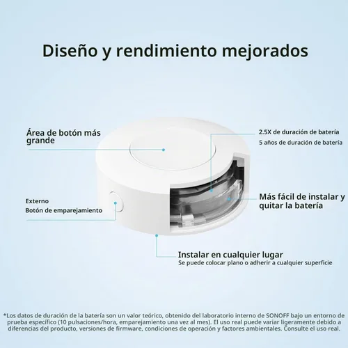 Vista 4 de Interruptor Zigbee SONOFF, SNZB-01P Botón de Pulso Inalámbrico, Soporta la Creación de Escenas Inteligentes, Activa los Dispositivos Conectados