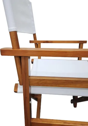 Vista 4 de Folding Director Chair Set of 2 – White Wood and Canvas Foldable Chairs for Indoor Outdoor Use, Portable Populus Frame Seating