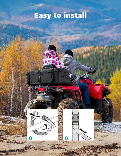Vista 4 de KEMIMOTO Bolsa de equipo ATV para estante delantero y trasero, bolsas de almacenamiento ATV resistentes al agua, ajustable, enfriador adicional