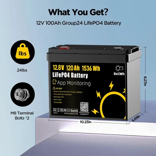 Vista 10 de Batería de litio LiFePO4 de 12V 120Ah con aplicación inteligente