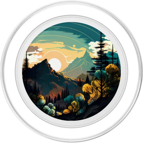 Vista 2 de Mountain Wilderness - Árbol de puesta de sol, bosque terroso, floral, PopSockets MagSafe PopGrip para iPhone