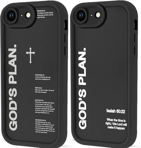 Vista 49 de Paquete de 2 fundas protectoras para iPhone 8 Plus/7 Plus de 5.5 pulgadas con collage de versículos bíblicos de Jesús para mujeres y niñas, diseño