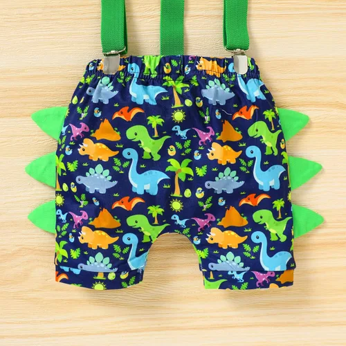 Vista 6 de Conjunto de ropa de manga corta con tirantes ajustables en la espalda en Y para bebés y niños