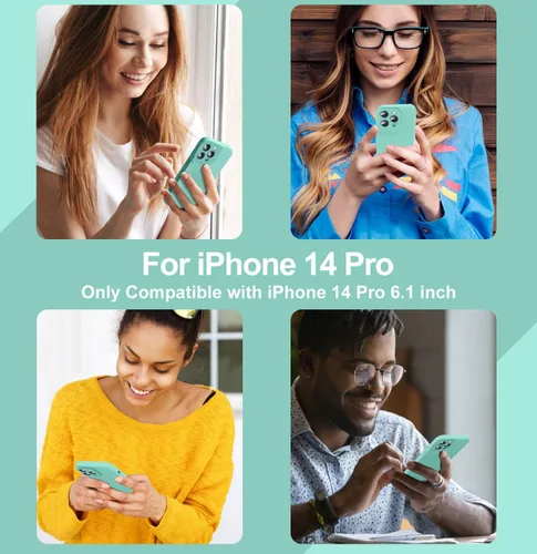 Vista 5 de Funda compatible con iPhone 14 Pro, silicona mejorada [protección de cámara] [forro de microfibra suave] Funda de goma de gel delgada cubierta