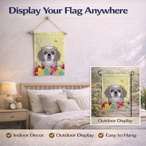 Vista 711 de Caroline's Treasures BB1923GF Bandera decorativa para jardín con diseño de Border Collie, para caza de huevos de Pascua, para jardín, jardín, patio