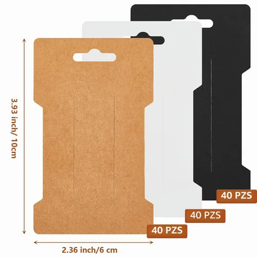 Vista 2 de Outus 120 tarjetas de exhibición de pinzas para el cabello, 2.4 x 3.9 in, papel de estraza rectangular, tarjetero para lazos para el pelo, pasadores