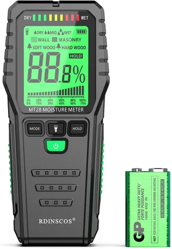 Vista 10 de Medidores de humedad sin pines, probador digital de humedad de madera no invasivo, detector de fugas de agua para pared, madera, edificio, leña