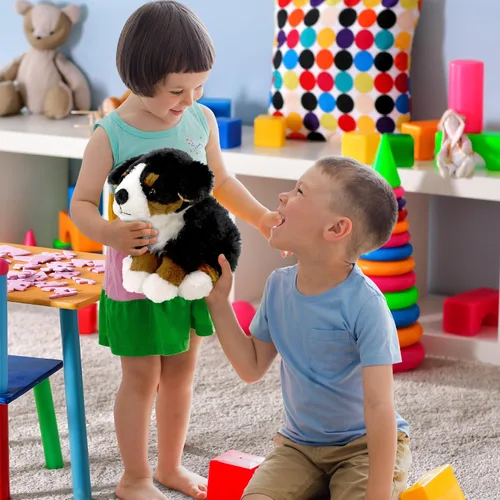Vista 6 de DolliBu - Peluche de perro de montaña bernés, súper suave, juguete de peluche para mascotas, regalo para niños, adolescentes y adultos, 8 pulgadas
