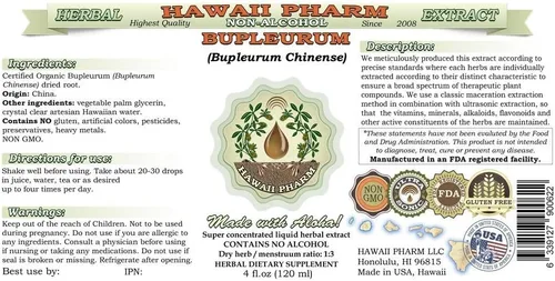 Vista 2 de Hawaii Pharm Bupleurum Extracto líquido sin alcohol, grado profesional, lote pequeño Bupleurum Chinense de raíz seca glicerita de 15 x 4 onzas