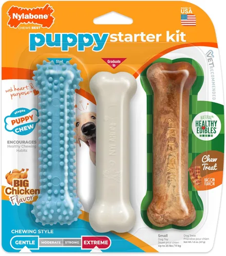 Vista 15 de Nylabone Puppy Chew - Hueso de perro con textura azul para dentición