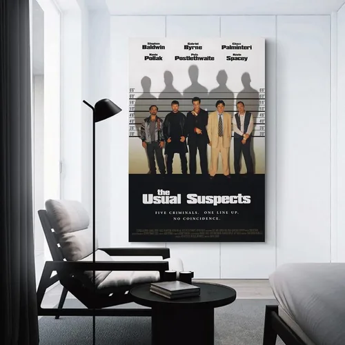 Vista 3 de ADOVZ Pósteres de películas retro de The Usual Suspects de los años 90, póster vintage para decoración del hogar, arte de pared, impresión de imagen