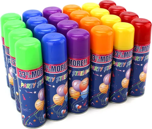 Vista 4 de Party Streamer - Cuerda en aerosol en una lata para niños, suministros de fiesta para niños, perfecto para fiestas/eventos, 2 cajas de 24 latas
