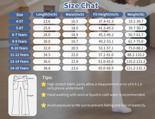 Vista 7 de Leggings para niñas, pantalones acampanados cruzados con bolsillos, color negro, suaves, elásticos, de cintura alta, para niños, yoga, danza