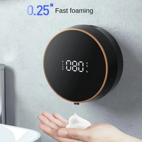 Vista 5 de Dispensador automático de jabón, dispensador de jabón espumoso, dispensador de jabón de espuma de montaje en pared, sensor infrarrojo sin contacto