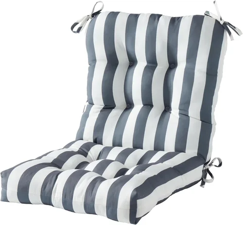Vista 18 de Cojines para silla de exterior con bisagras, diseño de una sola pieza, cojín reversible para asiento y respaldo de patio con lazos, tela de Aloha