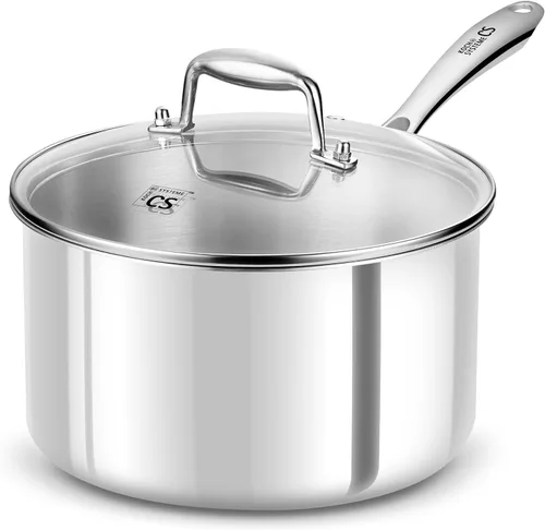Vista 10 de KOCH SYSTEME CS Triply - Juego de cacerolas de acero inoxidable de 1 cuarto de galón, 2 cuartos y 3 cuartos de galón de acero inoxidable con tapa