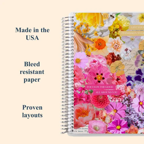 Vista 4 de Erin Condren 7x9 Floral Collage Coiled Notebook - dot grid, platinum coil