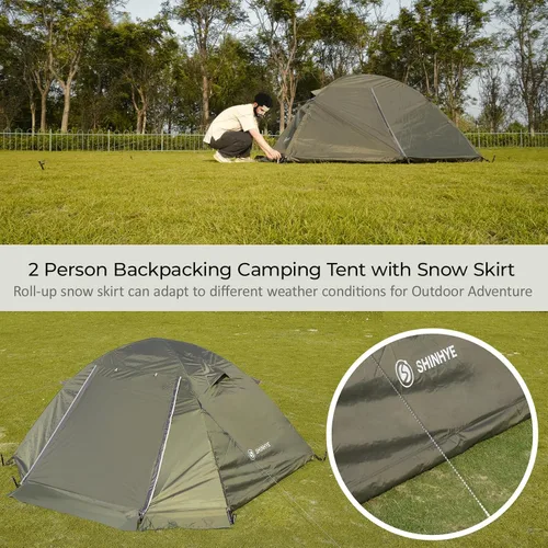 Vista 6 de Tienda de campaña de mochilero para 1/2 persona para 4 estaciones, invierno ultraligero extremo clima frío tiendas de campaña para acampar fácil