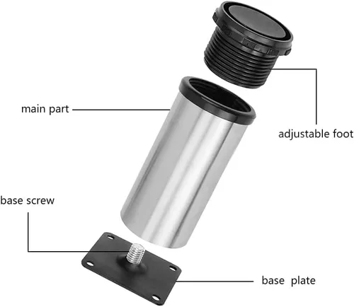 Vista 3 de Patas de acero inoxidable para muebles, patas ajustables de metal para escritorio, mesa de oficina para el hogar, proyectos de bricolaje, soporte