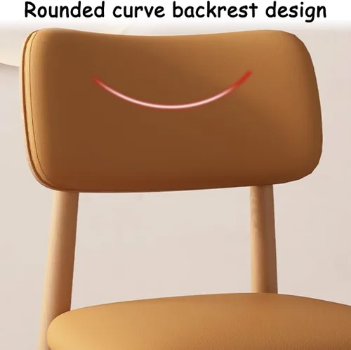 Vista 7 de YVYKFZD Solid Wood Dining Chairs, Kitchen Chairs Set with Curved Backrest, Leather Upholstered Dining Room Chair, Armless Living Room Chair, for