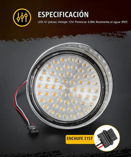 Vista 6 de Partsam 1 par de luces de circulación diurna de reemplazo para Freightliner Century 1996-2005, ámbar 61 LED/Lente transparente