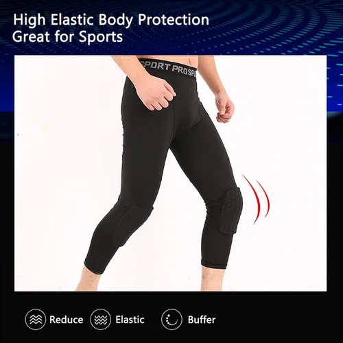 Vista 5 de SS COLOR FISH Leggings de baloncesto para hombre con rodilleras, mallas de compresión 34, pantalones deportivos de capa base deportiva