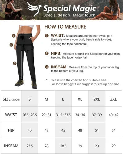 Vista 7 de SPECIALMAGIC Womens Hiking Pants Lightweight Quick Dry Cargo Pants Water Resistant Travel Work Pant