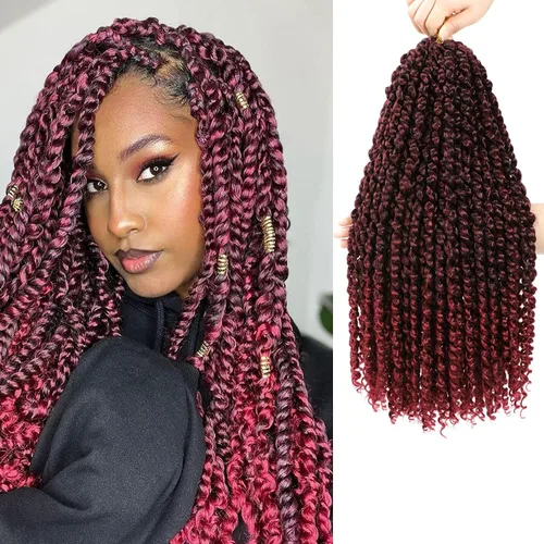 Vista 11 de Cabello Corto PassionTwist de 8 Pulgadas Cabello Pre-retorcido Passion Twists Cabello de Ganchillo Pre-enrollado Cabello Rizado de Ganchillo para 1b