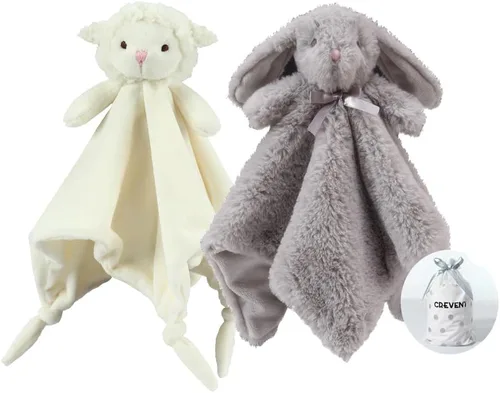 Vista 40 de CREVENT Mantas de bebé suaves y acogedoras para niños y niñas + manta de seguridad, juego con una bolsa de regalo esenciales para recién nacidos Gris
