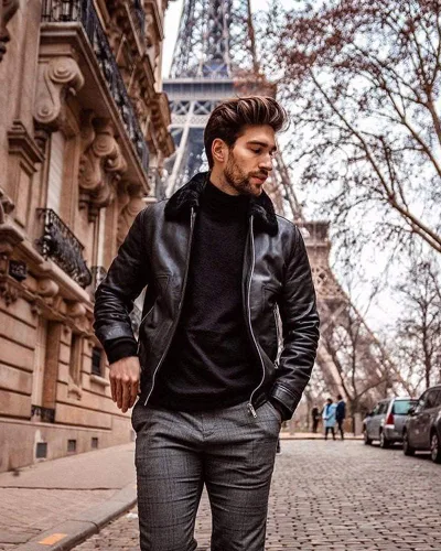 Vista 6 de COOFANDY Suéter de cuello alto falso para hombre, ajuste delgado, informal, básico, suéter térmico de punto 01-Negro
