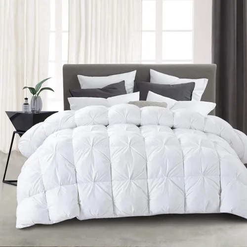 Vista 9 de HOMBYS - Edredón extragrande de plumas y plumón tamaño King de 116 x 108 pulgadas, plisado palacial con funda de edredón de 100% algodón, edredón
