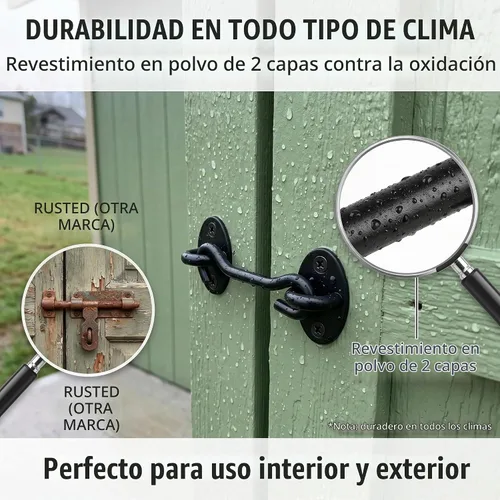 Vista 3 de Gancho de privacidad de 3 pulgadas y pestillo para puerta de granero, negro (3 pulgadas-2 piezas)