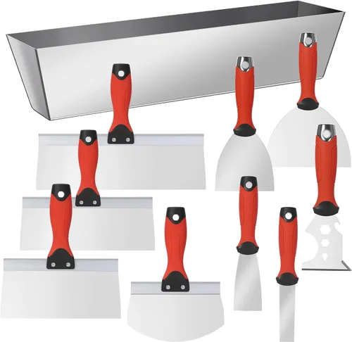 Vista 8 de Kit de herramientas de mano para paneles de yeso, juego de cuchillos de masilla de acero inoxidable, incluye cuchillo de cinta, cuchillo de cinta
