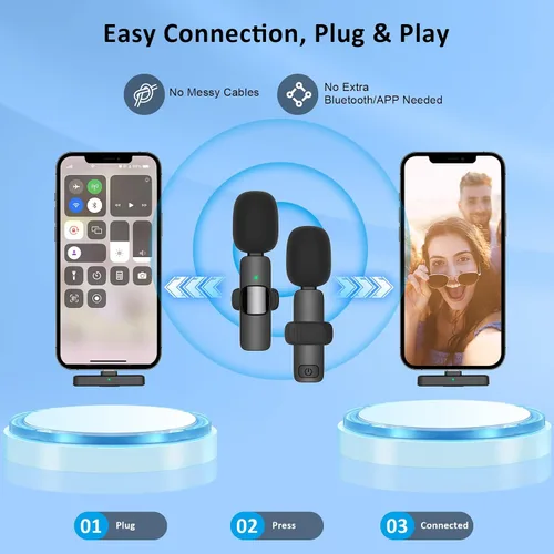 Vista 4 de MAYBESTA Mini micrófono inalámbrico para teléfono iPhone Android: micrófono de grabación de solapa Lavalier para entrevista de podcast de Tiktok