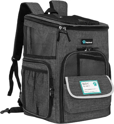 Vista 8 de PetAmi Mochila transportadora para perros, mochilas para gatos aprobadas por aerolíneas para transportar gatos pequeños y grandes, mochila