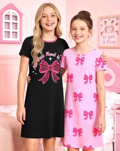Vista 7 de Sylfairy 2 camisones para niñas, pijamas de princesa, vestido de dormir para niñas pequeñas